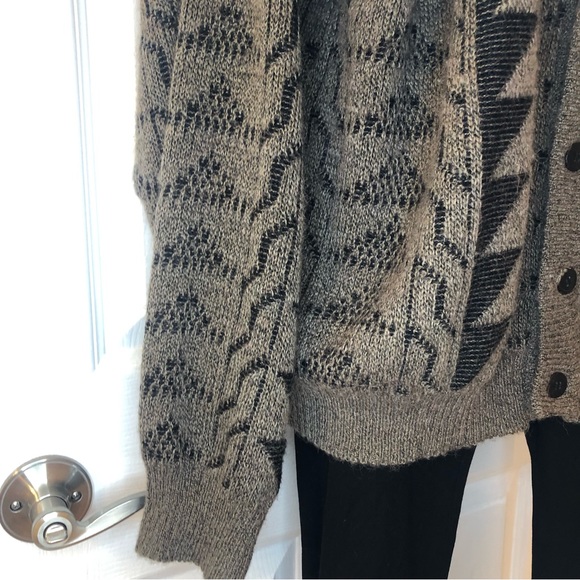 Vintage 80’s Eatons grandpa cardigan sweater, brown and black, extra large - Picture 5 of 7